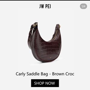JW PEI Carly Brown Croc Saddle Bag